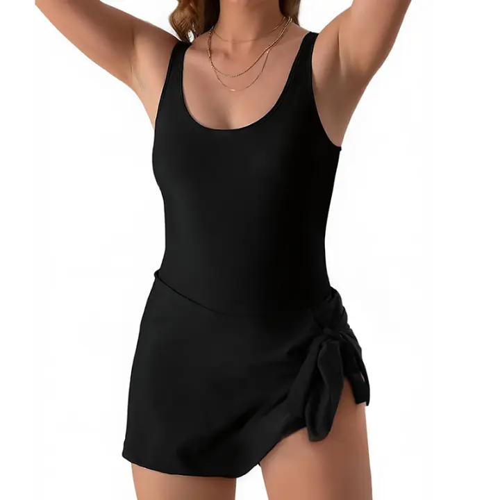 2025 nuevo traje de baño de falda de mujer de una pieza delgada y que cubre carne con estampado de moda europea y americana - 1