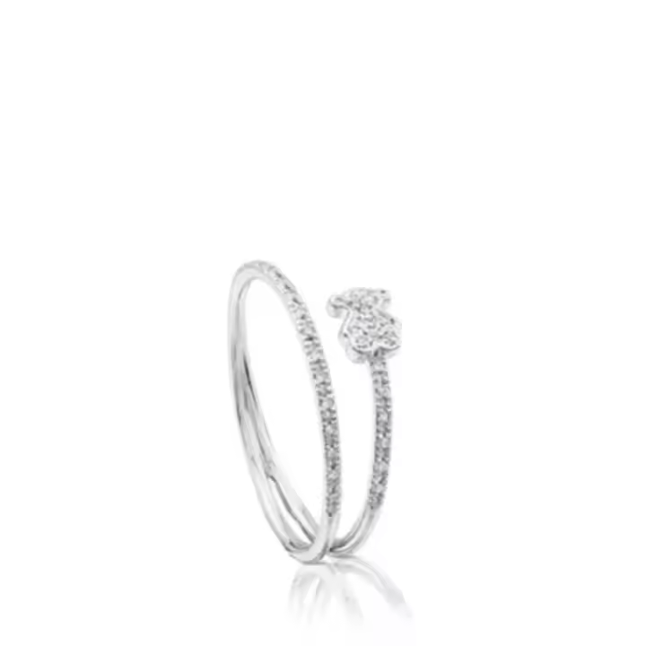 Anillo de moda con diamantes de platino brillante con patrón de oso, regalo del Día de la Madre - 1