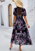 Vestido de chifón de manga corta con estampado y cintura ajustada, nuevo estilo Primavera/Verano 2025 para mujer - details 4