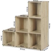 Estanteria Libreria con 6 Compartimentos, Estanteria de Almacenamiento de Madera, para Salon, Estudio y Oficina, Roble Claro, 90x30x90 cm - details 2
