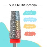 HYTOOS-broca para uñas 5 en 1, cónica superior plana, dientes cruzados, brocas de carburo para uñas, elimina Gel, taladros eléctricos, lima, accesorios de manicura - details 4