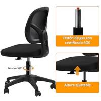 T-LoVendo Silla de Oficina Sin Reposabrazos, Soporte Lumbar, Tela de Malla, vista general.