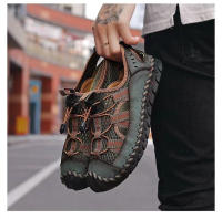 Sandalias de cuero para hombre, calzado deportivo ligero, antideslizante, transpirable, para playa y exteriores, Verano - details 18