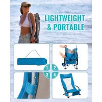 Silla de Playa Plegable Ligera Carga Max 180 kg Asiento Inferior con Respaldar Alto - details 12