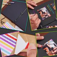 Álbum de fotos de cuero Vintage, álbum de recortes para invitados de boda, libro de recuerdos DIY, páginas negras recargables, regalo de cumpleaños, regalo de aniversario - details 1