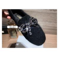Zapatos planos de piel de visón con lazo de cristal para mujer, mocasines de algodón de felpa cálidos, cuentas de cordones de punta cuadrada, Invierno - details 5