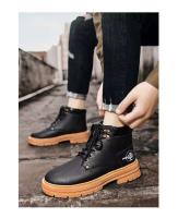 Botas altas para hombre, zapatos de cuero planos informales y versátiles con suela gruesa, compatibles con tablero de trabajo, moda de invierno, 2025 - details 15
