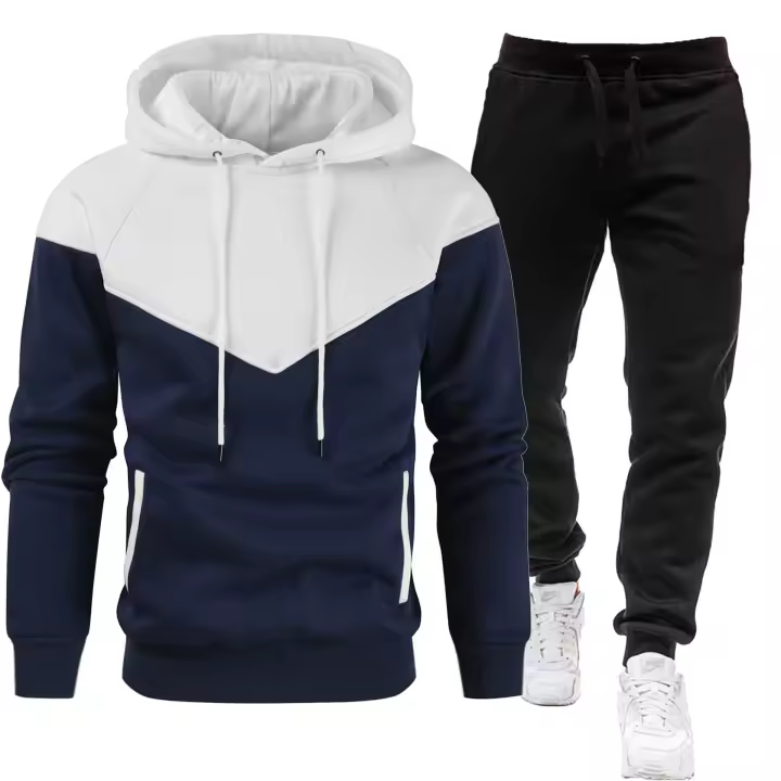 Conjunto de dos piezas para hombre, chándales informales, trajes deportivos para exteriores, sudaderas con capucha y pantalones para correr, Otoño e Invierno - 1