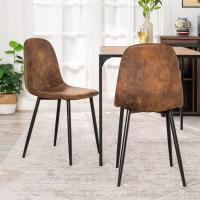 Juego de 4 sillas giratorias de ante para comedor con asiento acolchado, sillas de diseño para salón o cocina, con patas de metal negro, marrón - details 75