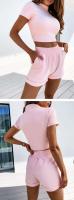 Conjunto de Pantalones Cortos Delgados de Moda Verano 2024 Top Corto Ajustado de Color Sólido y Shorts Estilo Callejero para Mujeres - details 17