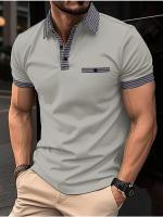 Gran venta de verano de polos de manga corta para hombre con botones a juego de color deportivo. - details 5