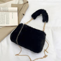 Bolso de mano de felpa con cadena pequeña, bandolera cuadrada de piel sintética, bolso de hombro esponjoso y cálido para compras, Otoño e Invierno - details 2