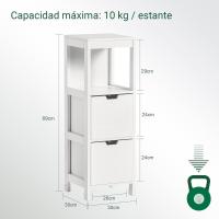 Armario de Suelo para baño Mueble Columna de baño con 2 Cajones y 1 Estantes Blanco 30 x 30 x 89 cm Blanco - details 2