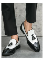 Moda solo zapatos bloque de negocios tallado con flecos pequeños zapatos de cuero - details 10