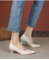 Francés desnudo tacones altos zapatos de mujer stiletto primavera y otoño 2025 nueva primavera solo zapatos profesionales trabajo zapatos de cuero tacón medio - details 11
