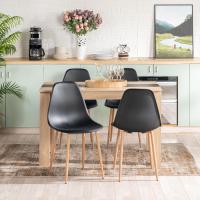 Juego de 4 sillas giratorias de ante para comedor con asiento acolchado, sillas de diseño para salón o cocina, con patas de metal negro, marrón - details 53
