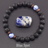 Pulsera de piedra de Lava para hombre, cuentas de piedra lunar de labradorita Natural, pulsera de Buda tibetano, pulsera difusora de aceite de Chakra, joyería para hombre - details 25