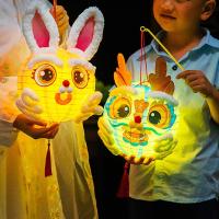 Linterna portátil china de dibujos animados, lámpara de papel de mano de conejo tradicional, bendición, linterna LED hecha a mano, juguetes para guardería - details 3