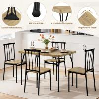 Juego de Mesa de Comedor de 4 Sillas Rectangular para 4 Personas Ideal para Comedor, Sala de Estar, Terraza Color Marrón - details 4