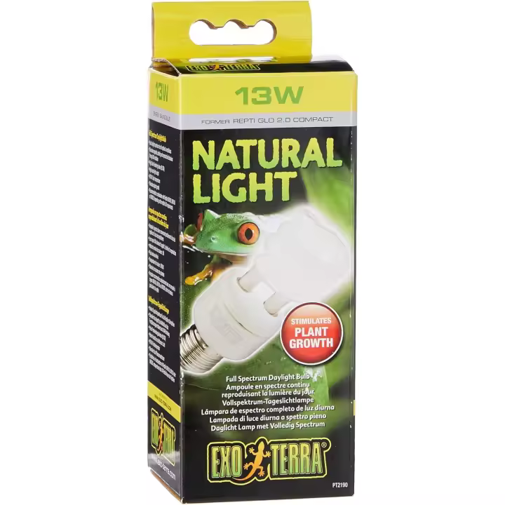 Exo Terra Lámpara de luz diurna de espectro completo, lámpara compacta con un espectro de luz natural ideal para todos los reptiles y anfibios, 13 W, casquillo E27 (paquete de 1) - 1