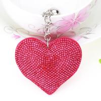 Llavero de Corazón Plateado 14 Colores de Cuero con Borla Llavero de Cristal de Metal - details 4
