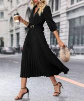 Vestido largo plisado de manga larga para mujer, elegante y hermoso, Color sólido, moda de primavera y otoño - details 13