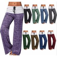 Mallas holgadas para mujer, pantalones de pierna ancha con cordones, pantalones de talla grande para Fitness, pantalones con corte de bota de retales de cintura alta para mujer 2025 - details 0