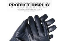 Guantes de piel de oveja para mujer, manoplas cortas de terciopelo fino para pantalla táctil, de cuero, de buena calidad, para invierno, 2226 - details 168