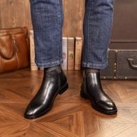 Cabeza cuadrada Chelsea Boots Zapatos de cuero con cremallera lateral de cuero para hombres Botas cortas con plataforma - details 11