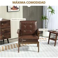 Sofá de Tres Plazas Tapizado en PU Resalto de Madera Carga de 250kg Ideal para Sala de Estar Dormitorio - details 12