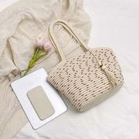 Bolso de mano tejido dulce a la moda, colgante con borlas, bolso de paja transpirable, bolso de playa de verano Beige de poliéster para mujer - details 6