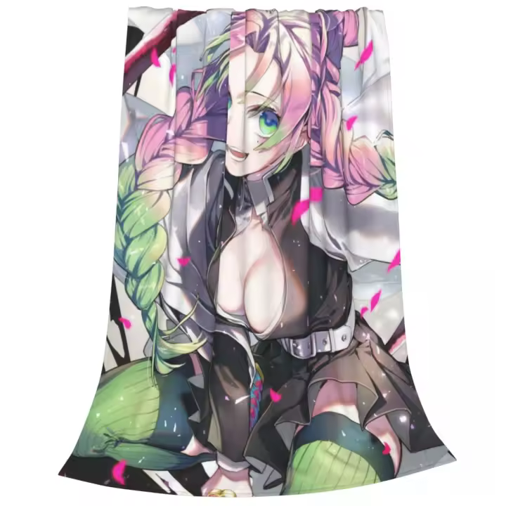 Manta de Franela Anime Demon Slayer Kanroji Mitsuri Tamaño 200x150cm Material de Poliéster - 1