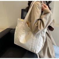 Bolsa de lona de gran capacidad para mujeres Múltiples bolsillos exteriores con cremallera Bolsa de hombro Bolso de estudiante Compras - details 1
