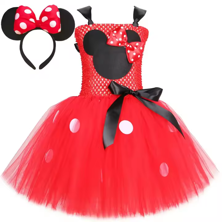 Vestido Tutú Minnie Cosplay Niñas, Fiesta de Cumpleaños, Vestido de Princesa, Cosplay, Navidad, Halloween, Disfraz de Ratón para Niños, Tela - 1