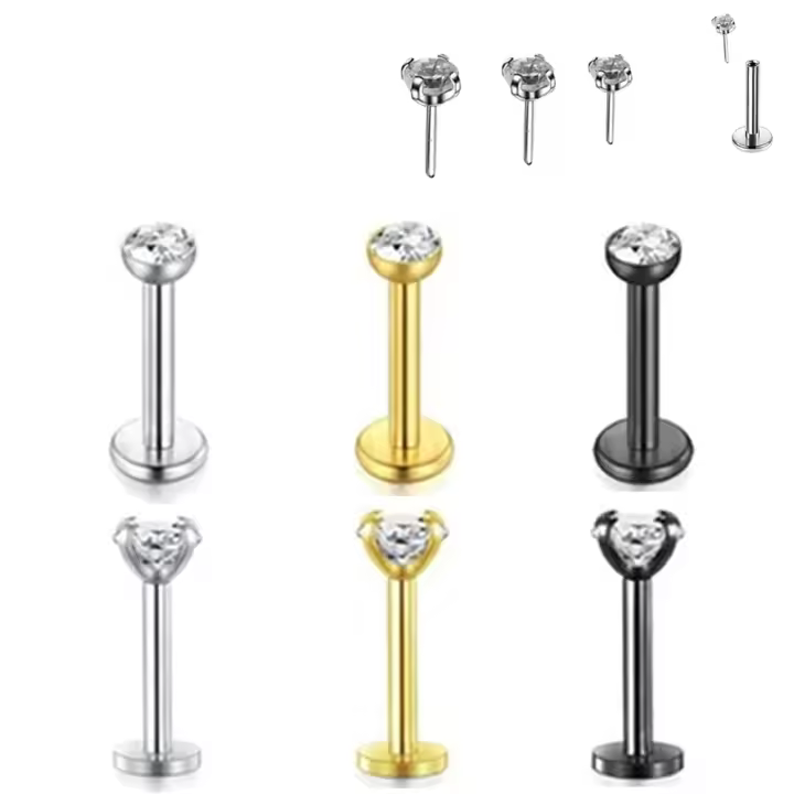 Pendientes pequeños de titanio g23 para mujer, joyería corporal, labret de piercing, 20/18/16g, 10 Uds., venta al por mayor - 1