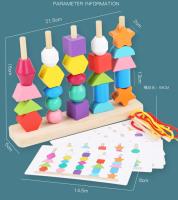 Juego de rompecabezas con forma geométrica de madera, bloques de construcción Montessori, decoración, enhebrado - details 13