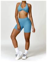 Pantalones cortos de Yoga sin costuras para mujer, mallas deportivas de LICRA de cintura alta, suaves, para gimnasio y entrenamiento - details 11
