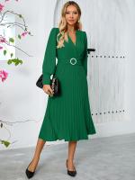 Vestido Largo de Manga Completa para Mujer Color Sólido, Corte en Línea A, Alta Calidad, Lujo Tendencia, Suelto y Elegante - details 14
