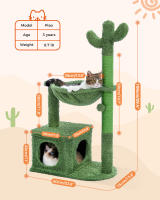 Árbol de cactus para gatos de escalada interior, torre de juego para gatos con hamaca poste rascador - details 0