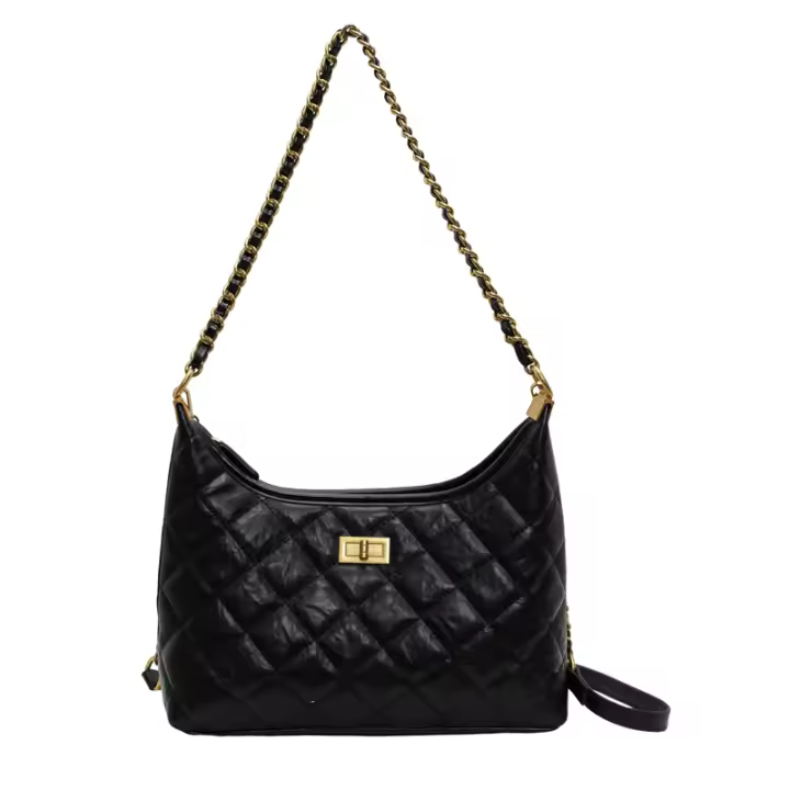 Mujer 2025 nuevo Xiaoxiangfeng rombo cadena axila bolso de moda negro hombro mensajero bolso callejero - 1