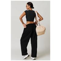 Top corto de manga corta con logo personalizado para mujer, camiseta de yoga ajustada de alta elasticidad, camiseta corta de fitness para correr y gimnasio - details 11