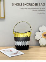 Nuevo bolso de cesta de verduras con diamantes geométricos, bolso de cubo de color de contraste de moda, bolso versátil para mujer. - details 0