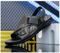Sandalias de cuero para hombre, zapatos suaves de playa y exterior, planos, color negro, para jardín, 2024 - details 17