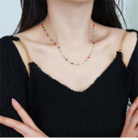 Collar de cristal de colores simples, cadena de clavícula, regalo - details 1