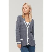 Suéter de punto holgado con cuello en V para mujer, moda primavera otoño - details 4