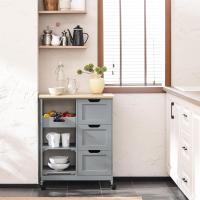 Carro de Almacenamiento Mueble Auxiliar Cocina Carrito de Servir con 3 Cajones 2 Estantes y 1 Bandeja Extraíble Negro - details 15