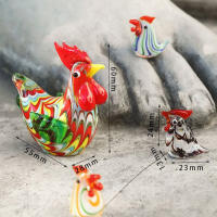 Cuentas de Vidrio de Gallo Adorno de Escritorio Colorido Estatua de Gallina Pequeña - details 27