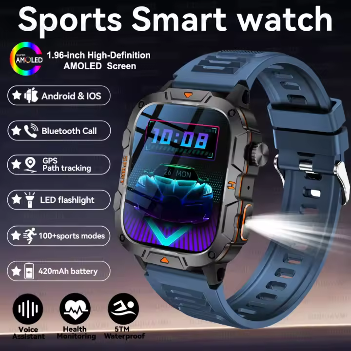 Nuevo Rastreador de actividad física Bluetooth llamado reloj inteligente para hombres 420mAh IP68 impermeable monitoreo de salud deportes profesionales - 1