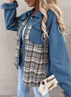 Chaqueta vaquera de manga larga para mujer, camisa a cuadros con botones, Tops de otoño e invierno - details 4