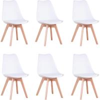 Cocina Nórdica, Patas de Madera de Haya, Asiento Tapizado, Sillas Escandinavia para Salón,Blanco - details 0